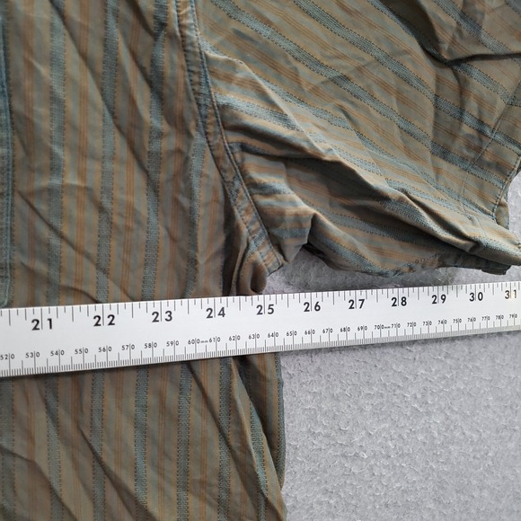 Rei Men Button Up Shirt XL Brown Striped Pockets Short Sleeve Collar - Picture 3 of 7